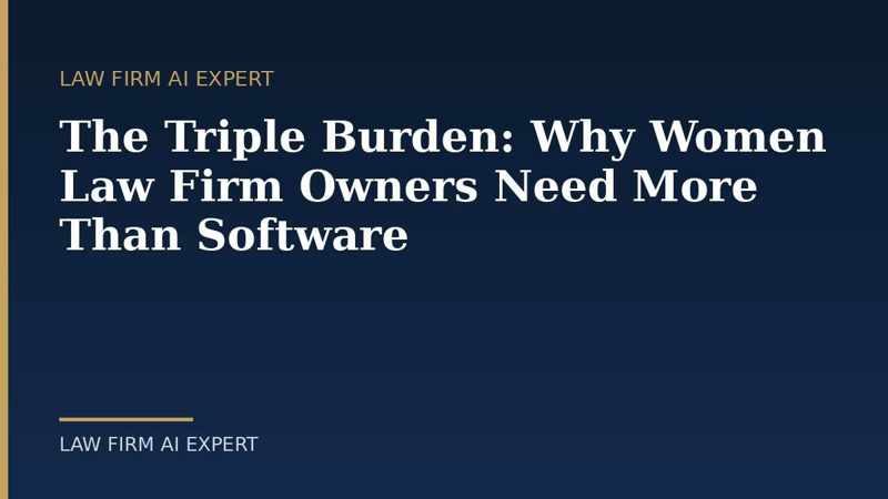 Navy and gold graphic reading The Triple Burden: Why Women Law Firm Owners Need More Than Software